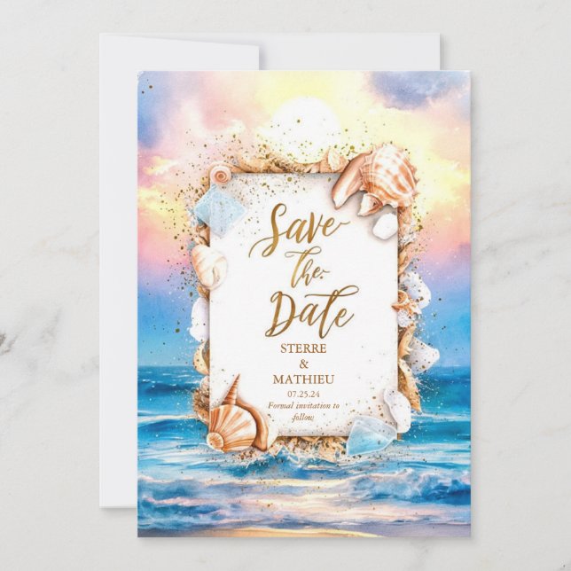 Reserva La Fecha Boda de playa de moda Corals (Anverso)