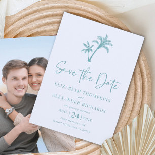 Reserva La Fecha Boda de Playa Tropical Palma Aqua Azul