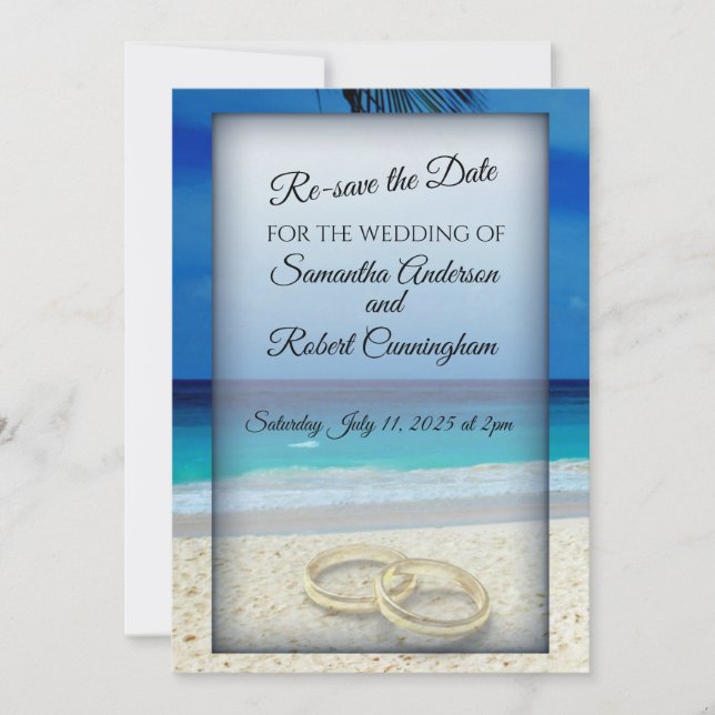 Reserva La Fecha Boda De Playa Tropical Volver A Guardar La Postcar (Anverso)