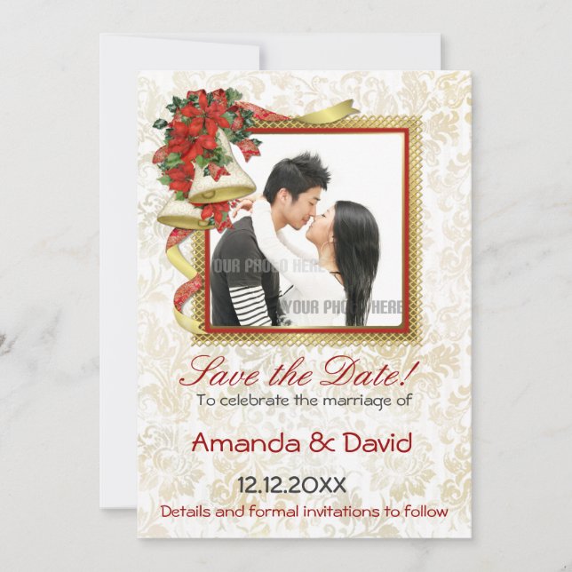 Reserva La Fecha Boda de Poinsettia Bells (Anverso)