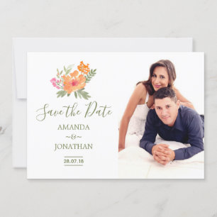 Reserva La Fecha Boda de primavera flores acuarela Save the Date