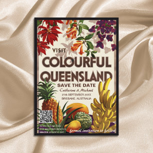 Reserva La Fecha Boda de Queensland Estilo de póster de viaje Códig