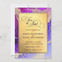 BODA de Relieve metalizado dorado rosado morado de