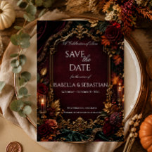 Boda de Romance Oscuro Burgundy & Gold