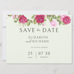 Reserva La Fecha Boda de Rosa de Acuarela Pastel Floral
