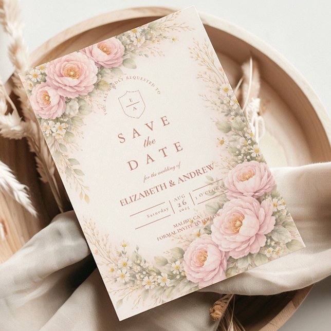 Reserva La Fecha Boda de Rosa de Jardín Elegante con Tono Rosado (Subido por el creador)