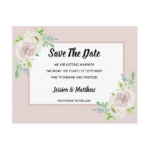 Boda de Rosa de Madera Rosa Suave Floral Acuarela