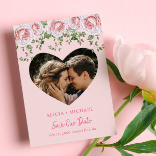 Reserva La Fecha Boda de rosas elegantes de fotografía de corazón p