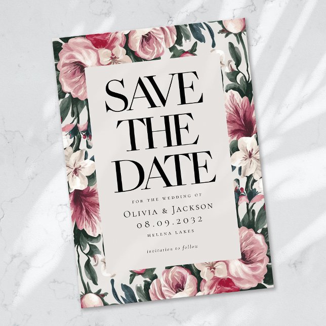 Reserva La Fecha Boda de Rosas Florales de acuarela (Subido por el creador)