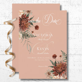 Reserva La Fecha Boda de Rubor Boho Peach & Rust Floral Peach