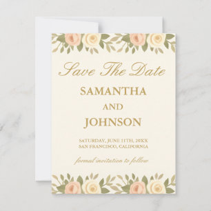 Reserva La Fecha Boda de salón de baile elegante de marfil vintage