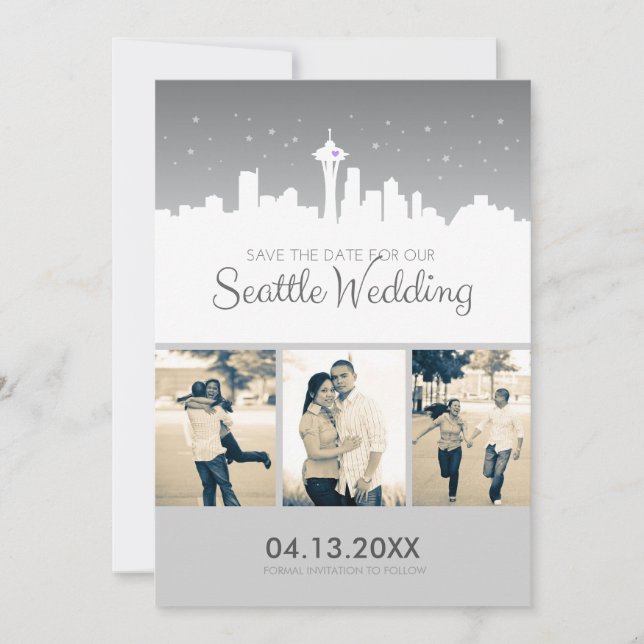 Reserva La Fecha Boda de Seattle Guardar la fecha (Anverso)