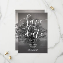 Boda de silueta de árbol y niebla personalizada en