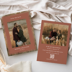 Reserva La Fecha Boda de sitio web de foto enmarcada minimalista QR