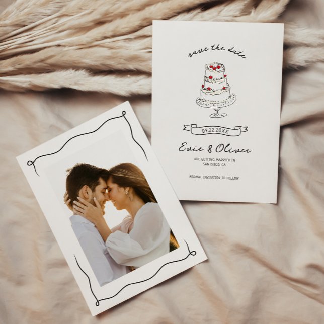 Reserva La Fecha Boda de tarta de cerezo de mano extravagante y cap (Subido por el creador)