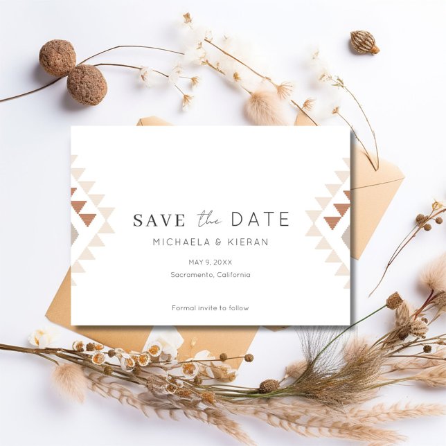 Reserva La Fecha Boda de Terracota por el desierto del Boho (Boho Desert Rust Terracotta Wedding Photo Save The Date)