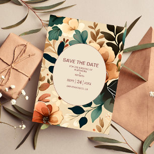 Reserva La Fecha Boda de Terracotta Retro Vintage Sixties