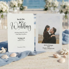 Reserva La Fecha Boda de texto y foto simple y elegante vintage