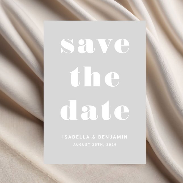 Reserva La Fecha Boda de tipografía gris moderna (Modern Gray Typography Wedding Save The Date)