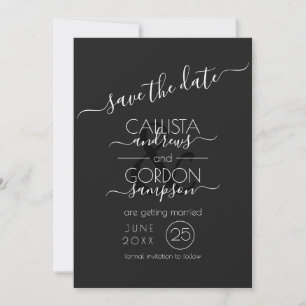 Reserva La Fecha Boda de tipografía moderna en blanco y negro