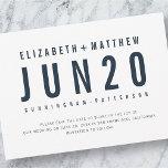 Reserva La Fecha Boda de tipografía moderna y Minimalista<br><div class="desc">Compuesto por una tipografía sans serif simple y de tamaño contrastante. Todo contra un fondo de azul puro. Estos elementos son simples,  sin ningún sentido y modernos. Este es el diseño exclusivo de la revista White Paper Birch Co. para Zazzle. Disponible aquí: http://www.zazzle.com/whitepaperbirch</div>