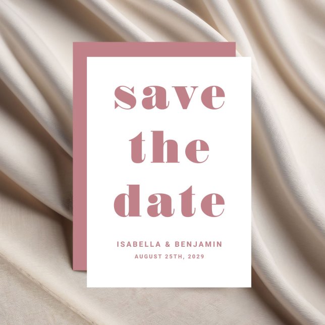 Reserva La Fecha Boda de tipografía rosa moderna (Modern Pink Dusty Rose Typography Wedding Save The Date)