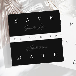 Reserva La Fecha Boda de tipografía simple en blanco y negro chic