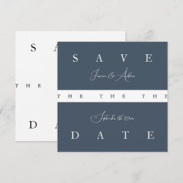 Reserva La Fecha Boda de Tipografía Simple Opulencia Azul Real