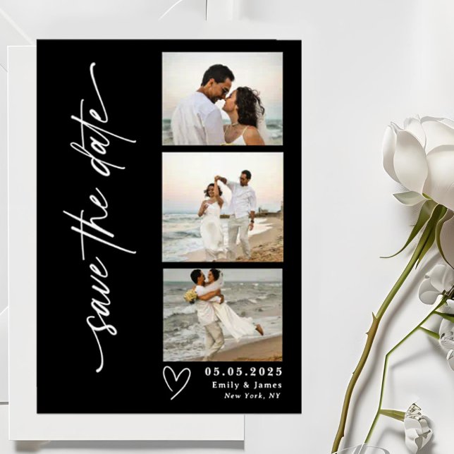Reserva La Fecha Boda de tira fotográfica de guión vertical clásico (Subido por el creador)