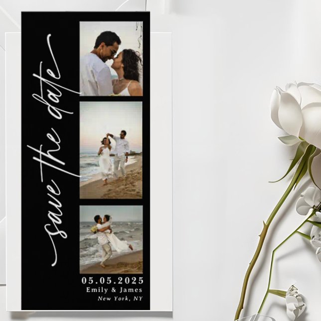 Reserva La Fecha Boda de tira fotográfica de guión vertical clásico (Subido por el creador)