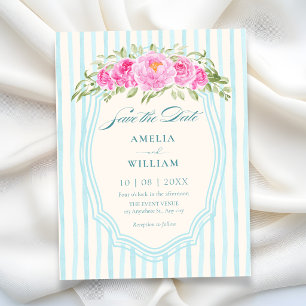 Reserva La Fecha Boda de tiras florales azules