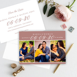 Reserva La Fecha Boda de tres fotos collage Dusty Rose