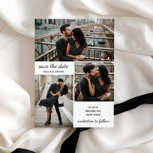 Reserva La Fecha Boda de tres fotos y letra moderna
