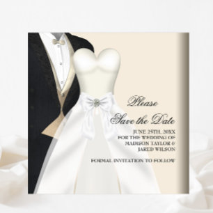 Reserva La Fecha Boda De Tuxedo Vestido Blanco Negro Guardar La Fec
