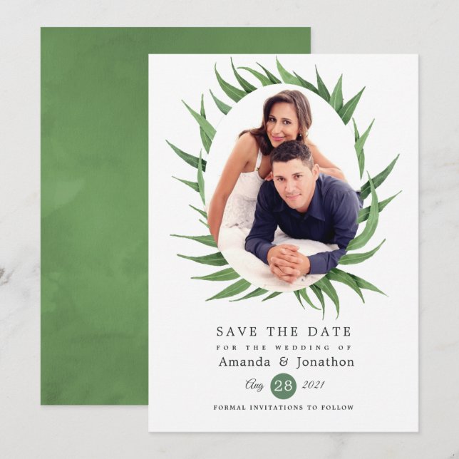Reserva La Fecha Boda de vegetación del bosque forestal (Anverso / Reverso)