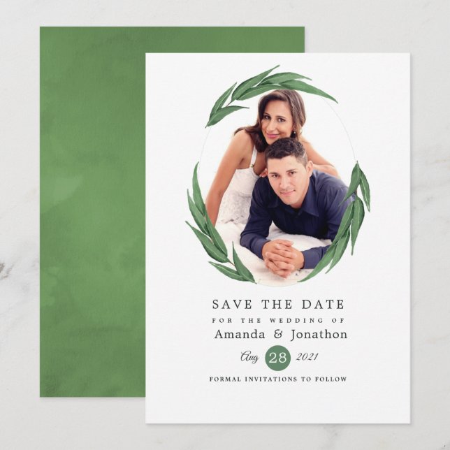 Reserva La Fecha Boda de vegetación del bosque forestal (Anverso / Reverso)