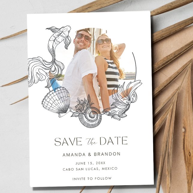 Reserva La Fecha Boda De Verano De La Foto De Playa Salven La Fecha (Beach Photo Summer Wedding Save The Date)