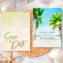 Boda de verano en la playa con palmeras tropicales