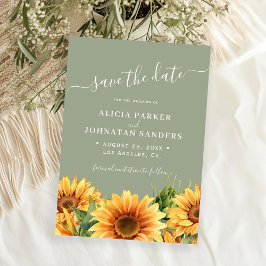 Reserva La Fecha Boda de verano floral boho rústica en verde salvia