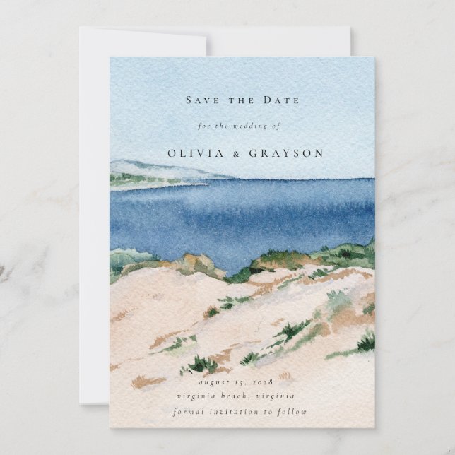 Reserva La Fecha Boda de Verano Moderna en la Playa del Océano - Sa (Anverso)