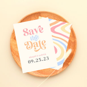 Reserva La Fecha Boda de verano retro moderno Minimalista pastel