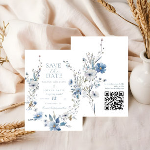 Reserva La Fecha Boda de verdor Dusty Blue Floral Spring