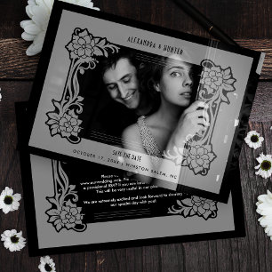 Reserva La Fecha Boda de Vintage de lujo exquisito marco florecient