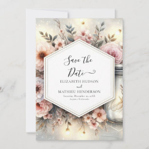 Reserva La Fecha Boda de Watercolor Bloom Mason Jar
