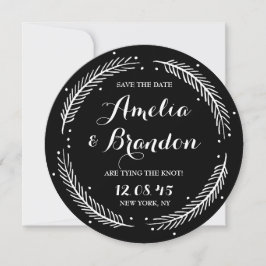 Reserva La Fecha Boda de Wreath invernal blanco y negro