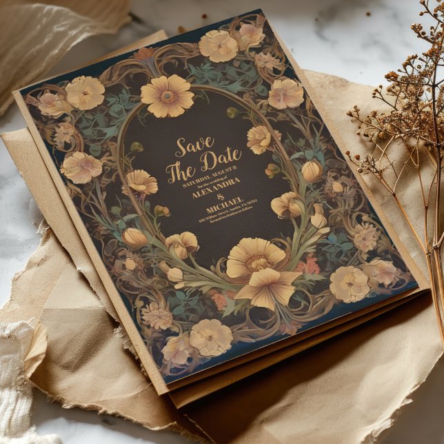 Reserva La Fecha Boda decorativo de Art Nouveau floral (Subido por el creador)