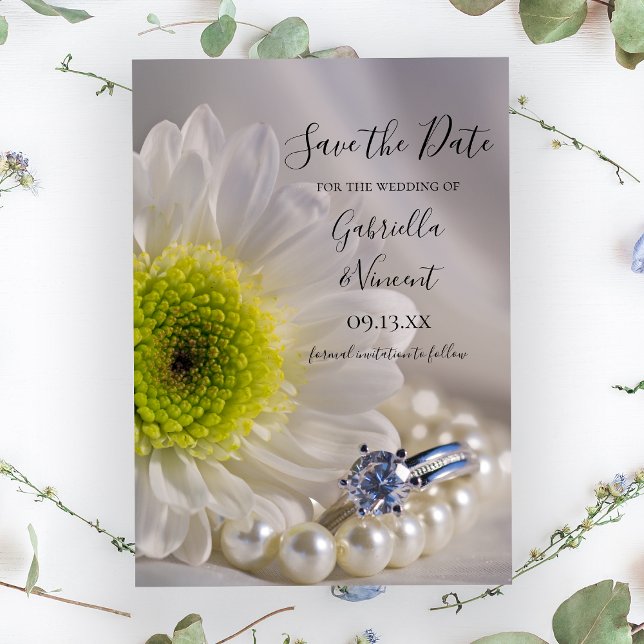 Reserva La Fecha Boda del anillo de diamantes de margarita blanca s (Subido por el creador)