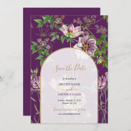 Reserva La Fecha Boda del Arco de Oro Purple Floral Greenery