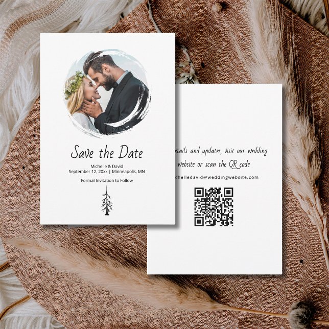 Reserva La Fecha Boda del Boho Casual Rustic Pine Tree (Subido por el creador)