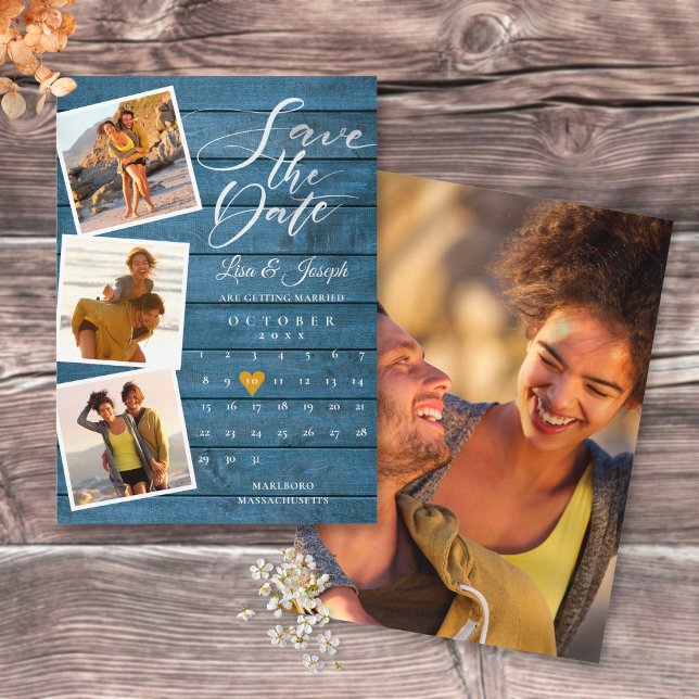 Reserva La Fecha Boda del calendario de Collage de fotos de madera  (Subido por el creador)